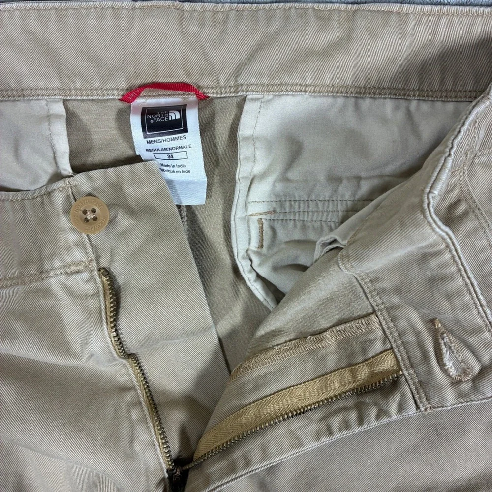The North Face Mens Cargo Hiking Pants Size 34 Tan Cotton Outdoors Workwear